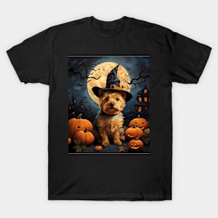 Aesthetic Halloween Norwich Terrier Dog Witch Pumpkin Horror Nights Custom T-Shirt